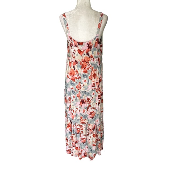 Easel Anthropologie Pastel Pink Floral Tiered Maxi Slip Dress - L - Picture 5 of 10